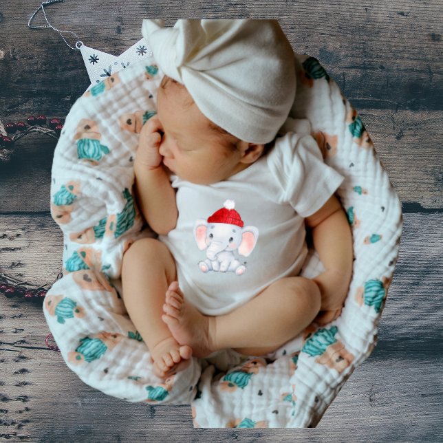 My First Christmas with baby elephant  Baby Bodysuit (Creator Uploaded)