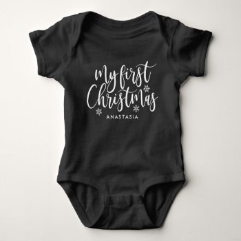 My First Christmas (with Name) Baby Bodysuit by PinkMoonDesigns at Zazzle