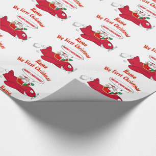 MY FIRST Christmas WRAPPING Santa Plane Custom Paper