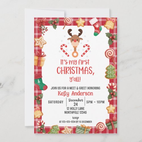My First Christmas Yall Meet and Greet Invitation
