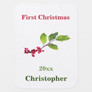 My first Christmas year name holly Baby Blanket