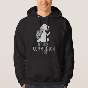 My First Communion 2021  Kids Girl Cross  Catholic Hoodie