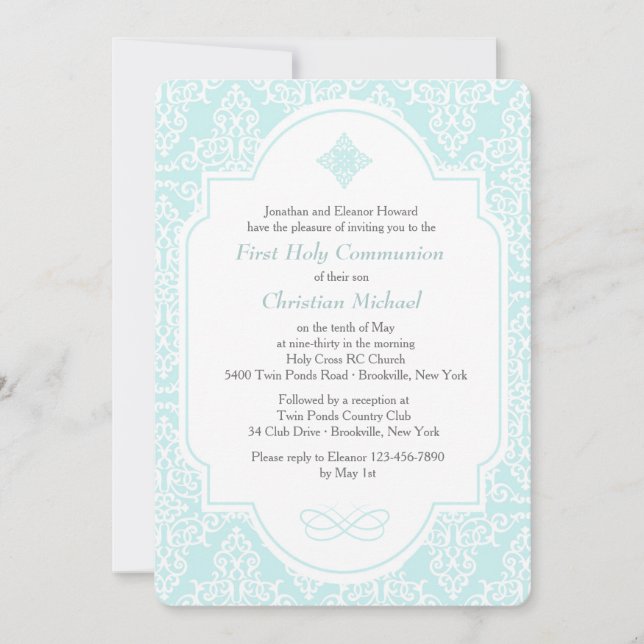 My First Communion Blue Invitation (Front)