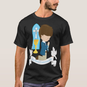 My First Communion  Gift Kids Son Boy Brunette Kne T-Shirt