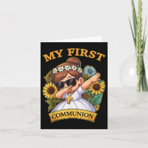 My First Communion Girls Dabbing 1st Religious Sac Card