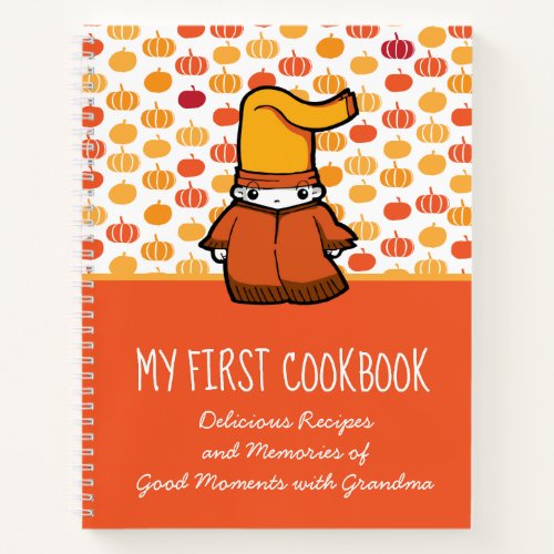 My First Cookbook Pumpkin Pattern Kids Recipe Notebook