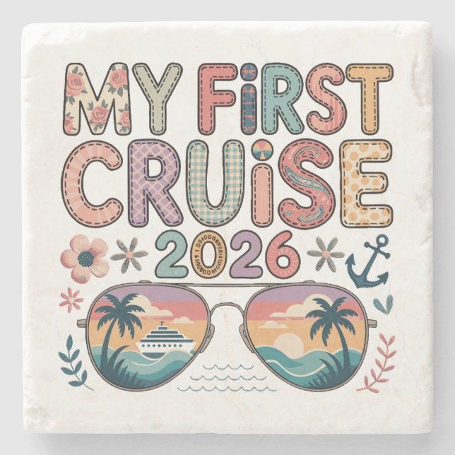 My First Cruise 2026, First Cruise Vacation Gift Stone Coaster (Front)