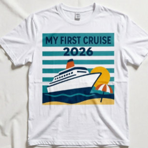 My First Cruise 2026 Retro Sunset Nautical Ship  T-Shirt