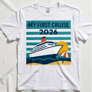 My First Cruise 2026 Retro Sunset Nautical Ship T-Shirt