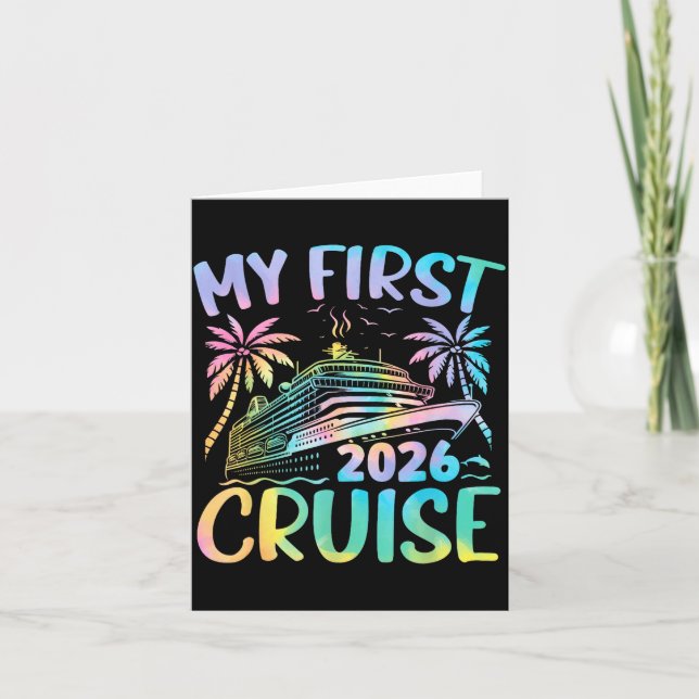 My First Cruise 2026 Vacation Tie Dye Family Cruis Card (Front)