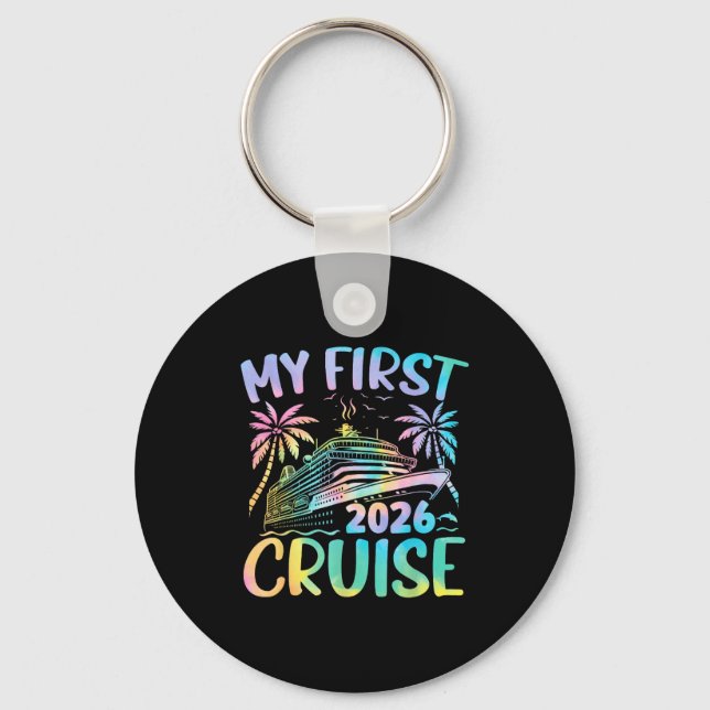 My First Cruise 2026 Vacation Tie Dye Family Cruis Keychain (Front)