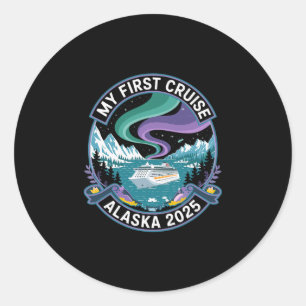 My First Cruise Alaska 2025 Shirt Northern Lights Classic Round Sticker