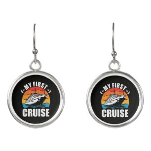 My First Cruise Funny Family Vacation Cruise ship Earrings