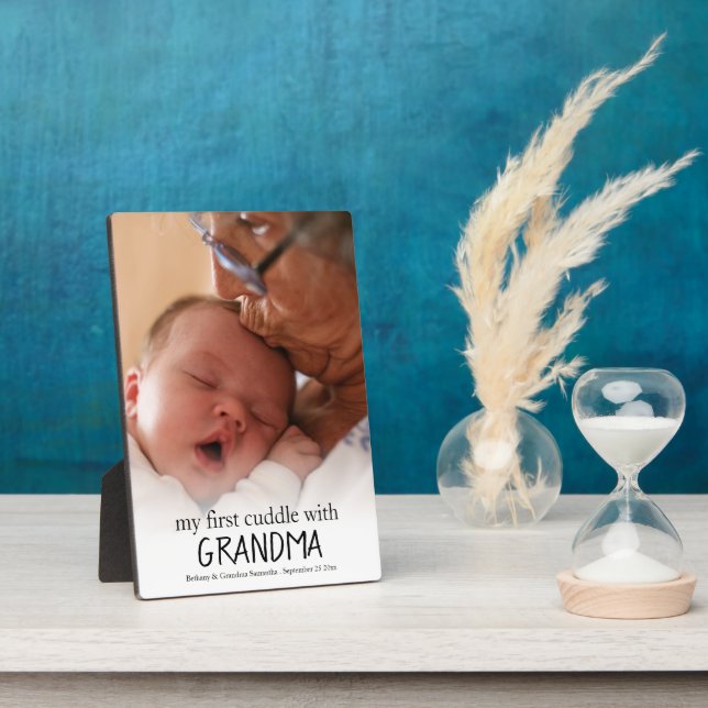 My First Cuddle With Grandma Photo Baby Newborn Pl Plaque (Side)
