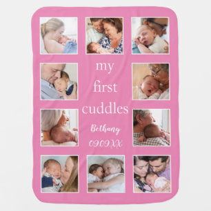 My First Cuddles 10 Photos Name Newborn Pink Baby Blanket
