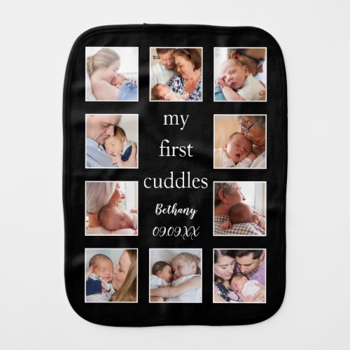 My First Cuddles Name 10 Photos Newborn Black Baby Burp Cloth