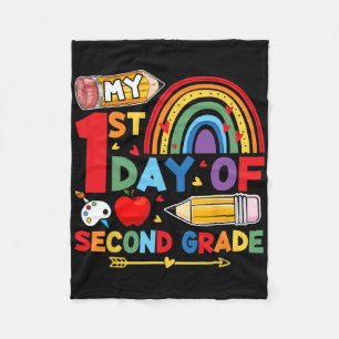 My First Day Of 2nd Grade Second Grade Rainbow Fleece Blanket