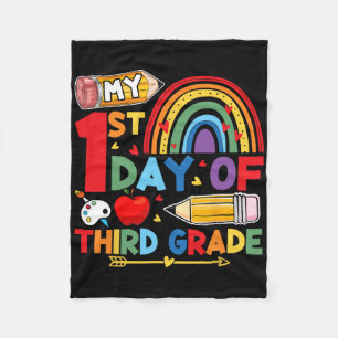 My First Day Of 3rd Grade Third Grade Rainbow Fleece Blanket