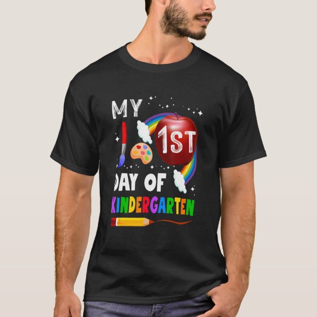 My First Day Of Kindergarten  Colorful Rainbow T-Shirt (Front)