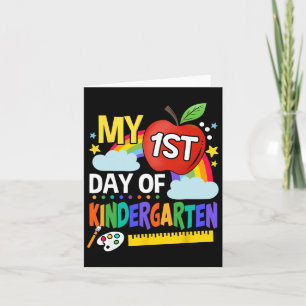 My First Day Of Kindergarten Fun Colorful Rainbow Card