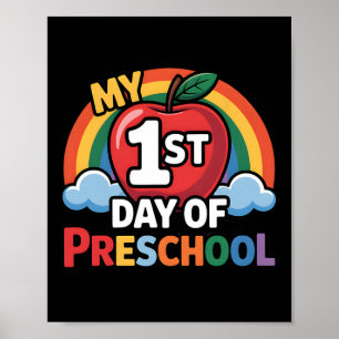 My First Day Of Preschool Rainbow Apple Back To Sc Poster