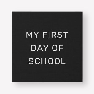 My First Day of School Black and White Faux Canvas Print
