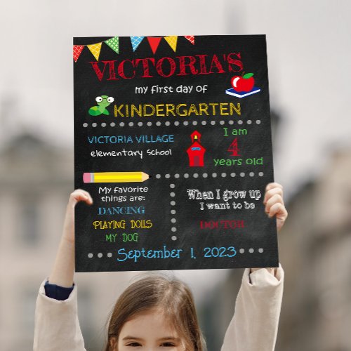 My First Day Of School Name Details Age Date Poster