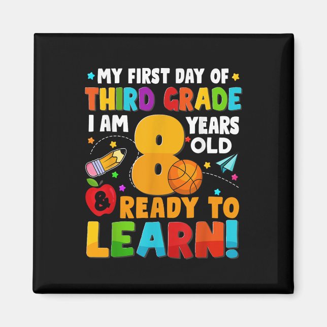 My First Day Of Third 3rd Grade Ready To Learn Boy Magnet (Front)