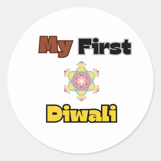 My First Diwali (Happy Diwali) Classic Round Sticker (Front)