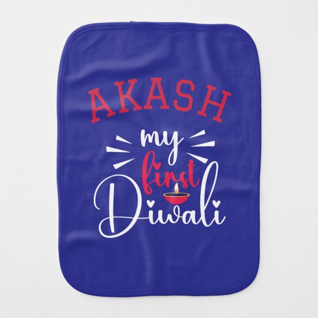 My First Diwali Personalized  Baby Burp Cloth (Front)