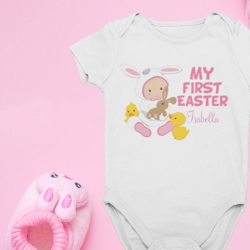 My First Easter Baby Girl Cute Custom Baby Bodysuit