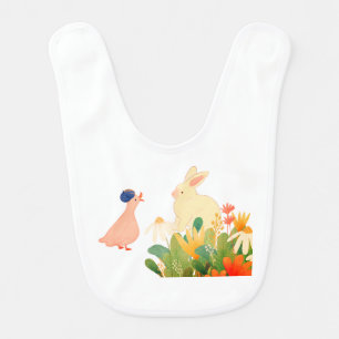 My First Easter Bib   Cute Bunny & Spring Flowers