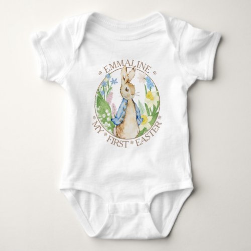 My First Easter Boy Blue Peter the Rabbit Name  Baby Bodysuit