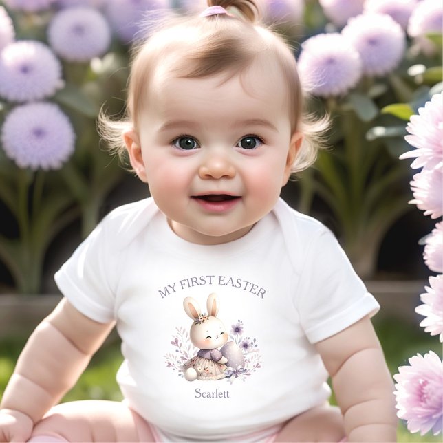 My First Easter Bunny Girl Personalized Name Baby Bodysuit (My First Easter Bunny Girl Personalized Name Baby Bodysuit)