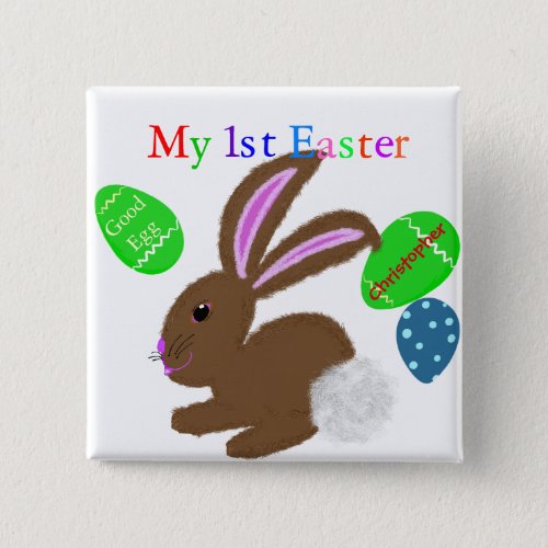 My First Easter Bunny Rabbit Baby NAME Button
