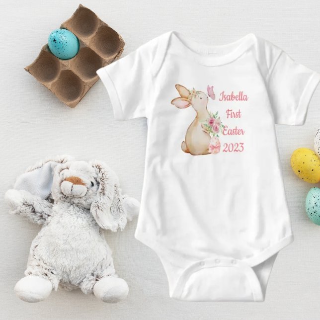 My First Easter Bunny Rabbit floral Egg  Customize Baby Bodysuit (Creator Uploaded)