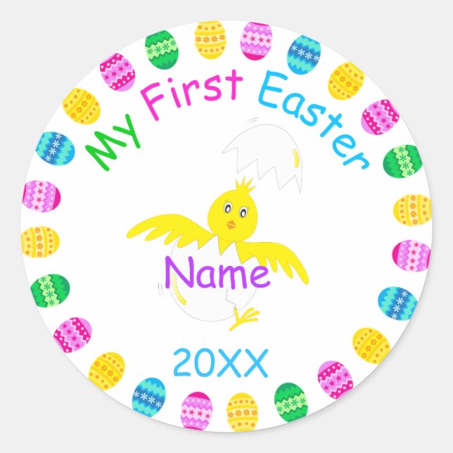 My First Easter Classic Round Sticker (Front)