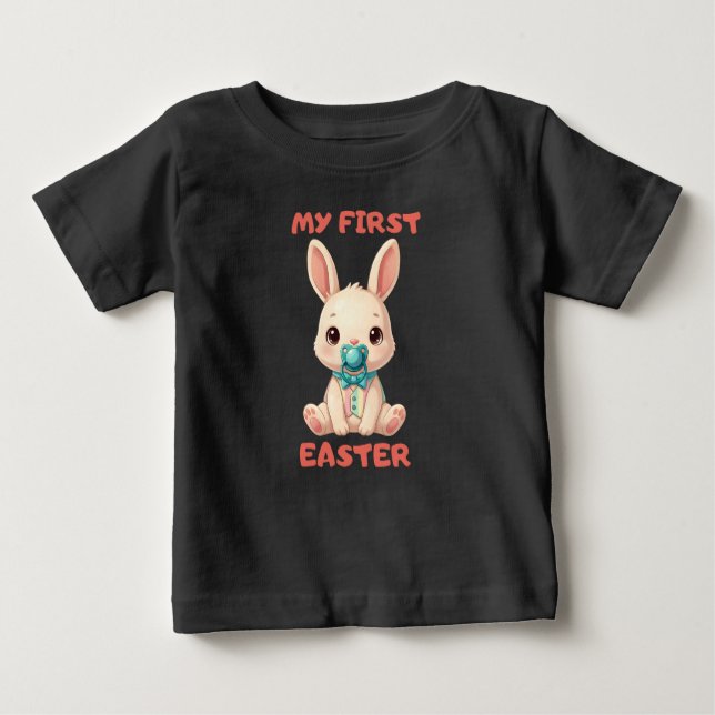 My First Easter – Cute baby bunny with pacifier T-Shirt (Front)