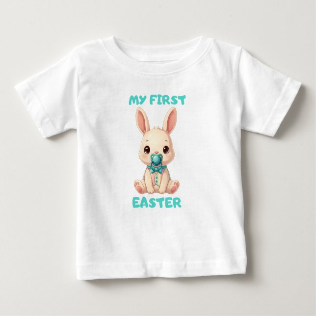 My First Easter – Cute baby bunny with pacifier T-Shirt (Front)