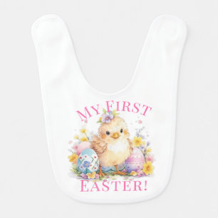 My First Easter Cute Baby Chick And Eggs Baby Bib