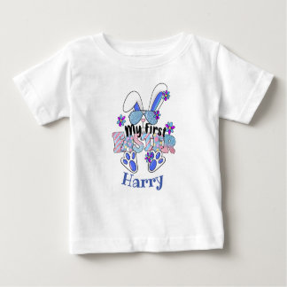 My First Easter Cute Blue Bunny customizable Baby T-Shirt