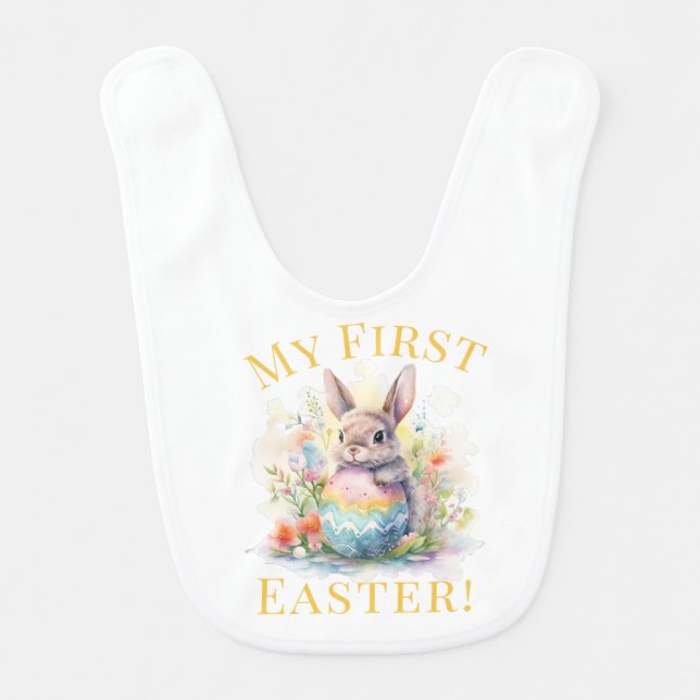 My First Easter Cute Bunny  Baby Bib (Front)