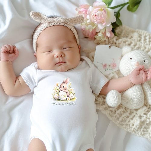 My First Easter Cute Bunny Baby Bodysuit