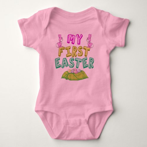 My First Easter Cute Girl Baby Bodysuit