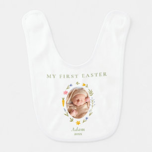 My First Easter cute photo custom  Baby Bib