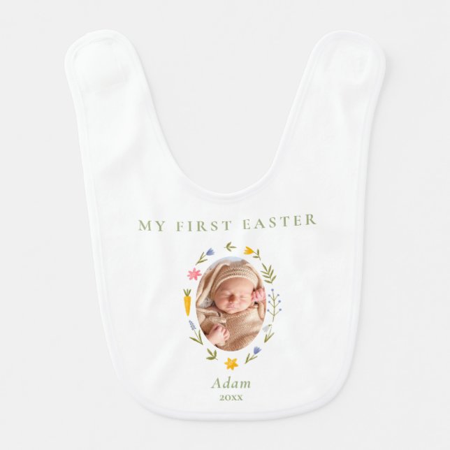My First Easter cute photo custom  Baby Bib (Front)