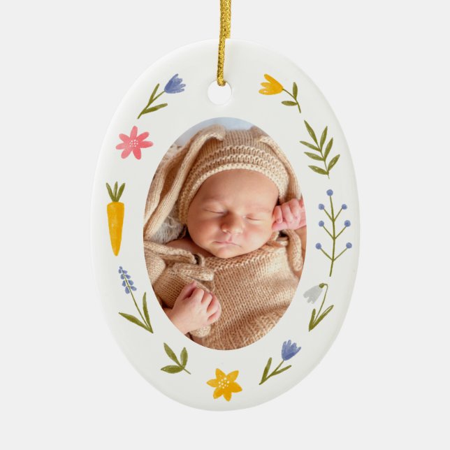 My First Easter cute photo custom Ornament (Front)