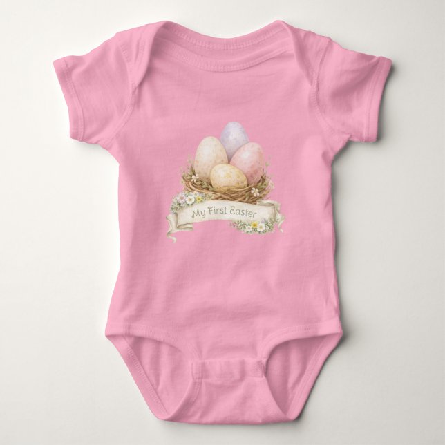 My First Easter | Easter Egg Nest T-Shirt Baby Bodysuit (Front)