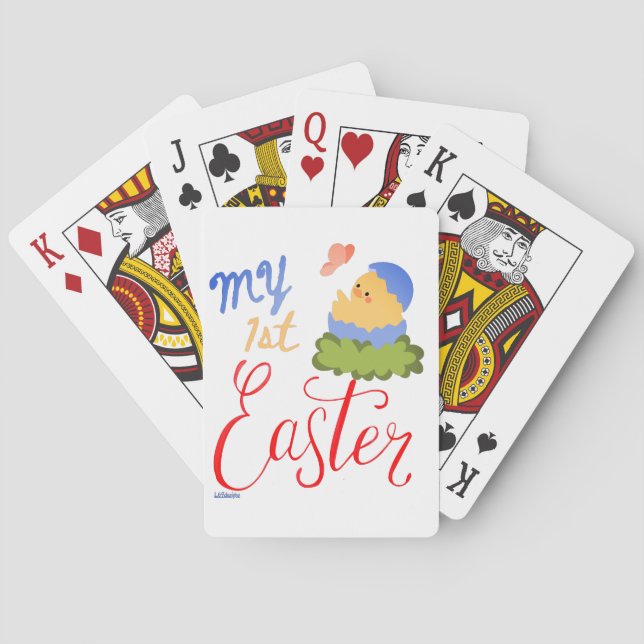 MY FIRST EASTER funny easter egg chick gift        Poker Cards (Back)