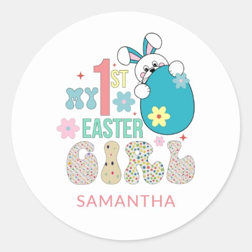 My first Easter girl cute Classic Round Sticker